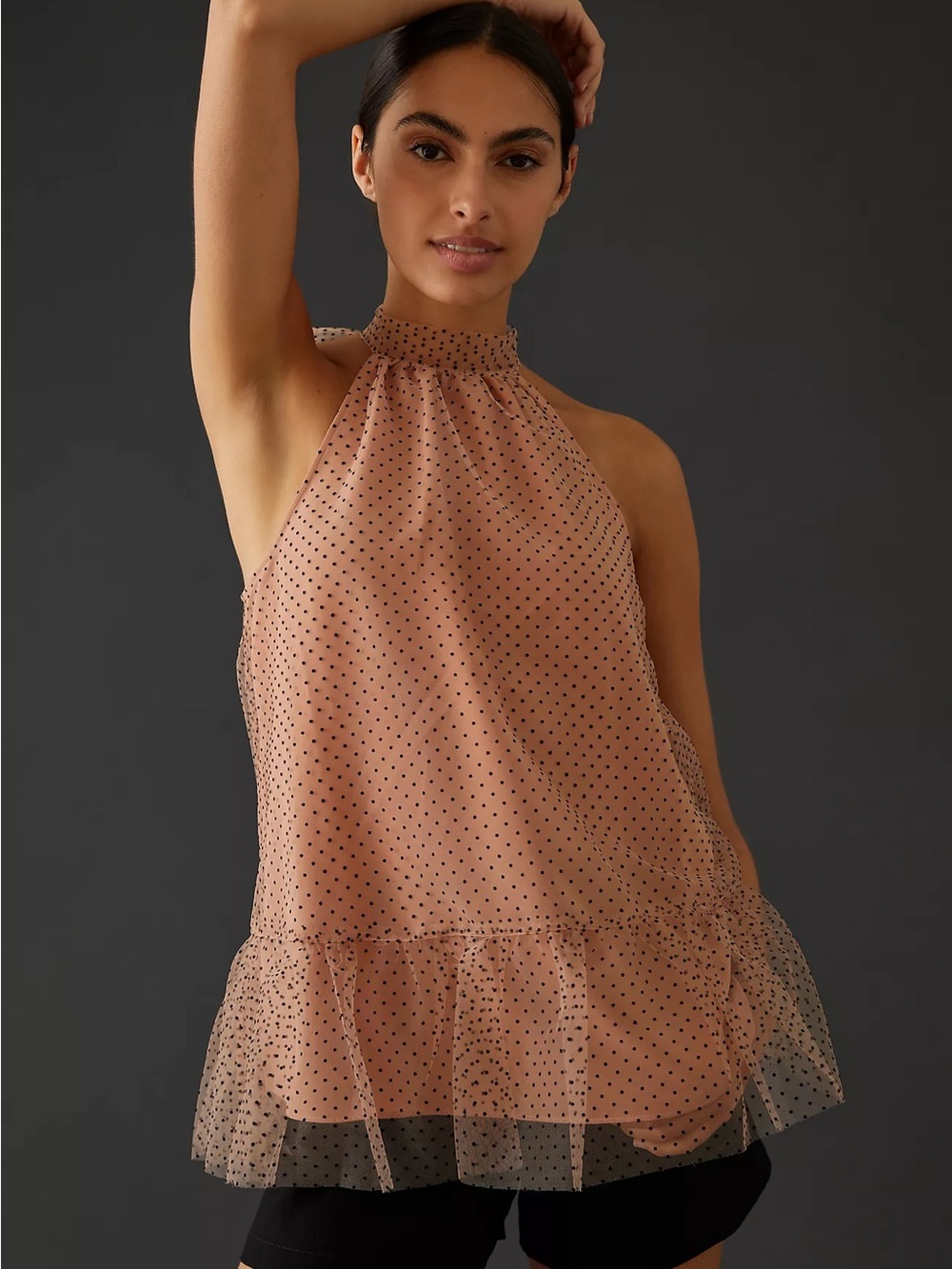 Anthropologie Maeve Flocked Halter Top